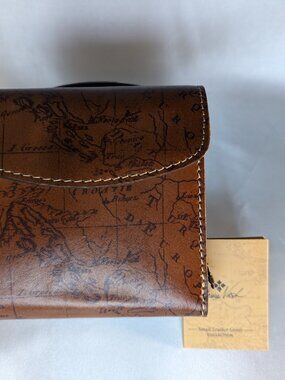 Patricia Nash Reiti RFID Leather Bifold Wallet, Map Print NWT